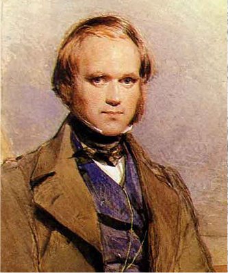 Pictures of Darwin, author of evolution theory, as a young man