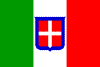 Flag with the cross of Savoy superimposed on the Italian tricolor