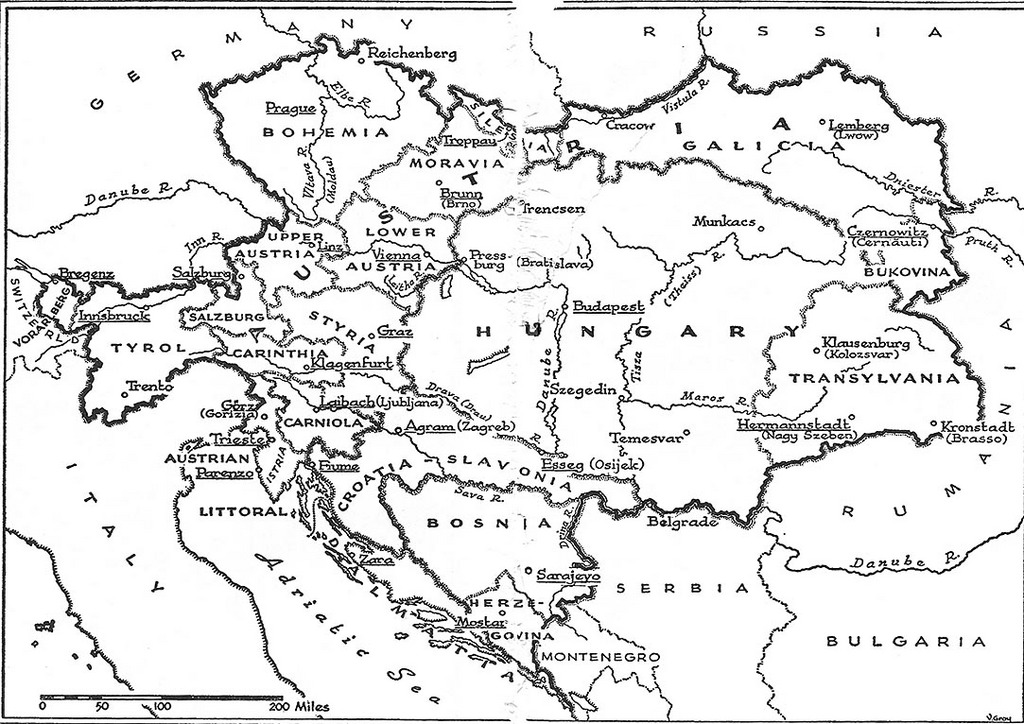 Map showing the extensive territories then under the sovereignty of the House of Habsburg