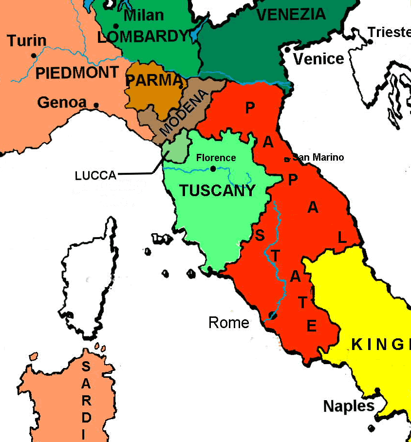 The states existing in northern italy in 1848