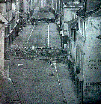 photograph type image of a barricaded street