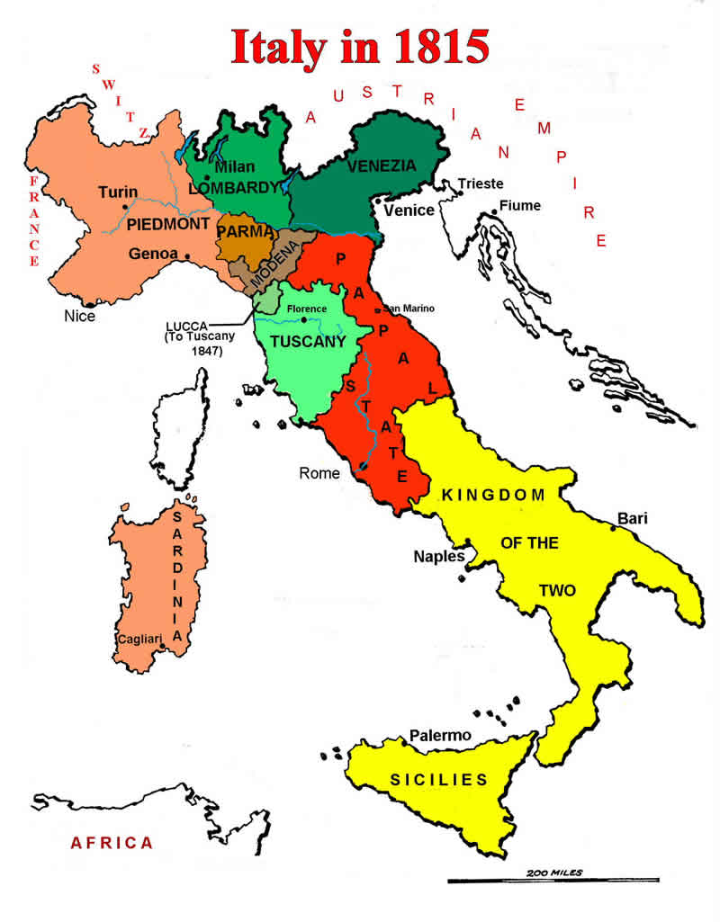 map of italian states in 1815