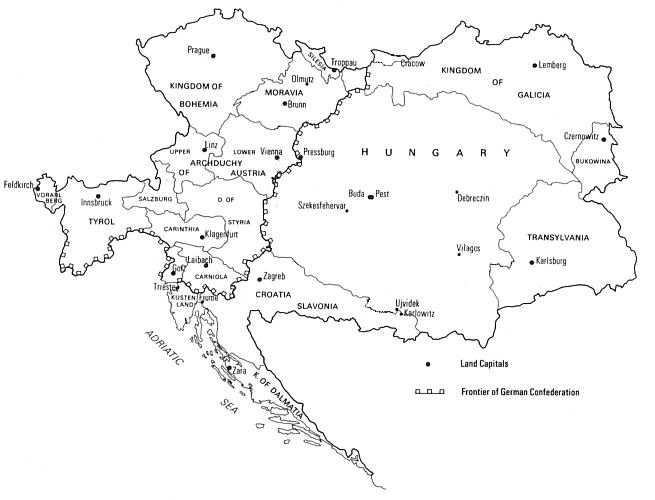 outline map of the Habsburg Monarchy