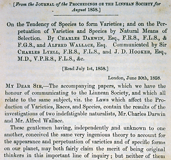 Linnean society page details, typical to the presentation of any paper, giving notice of the presentation of this paper