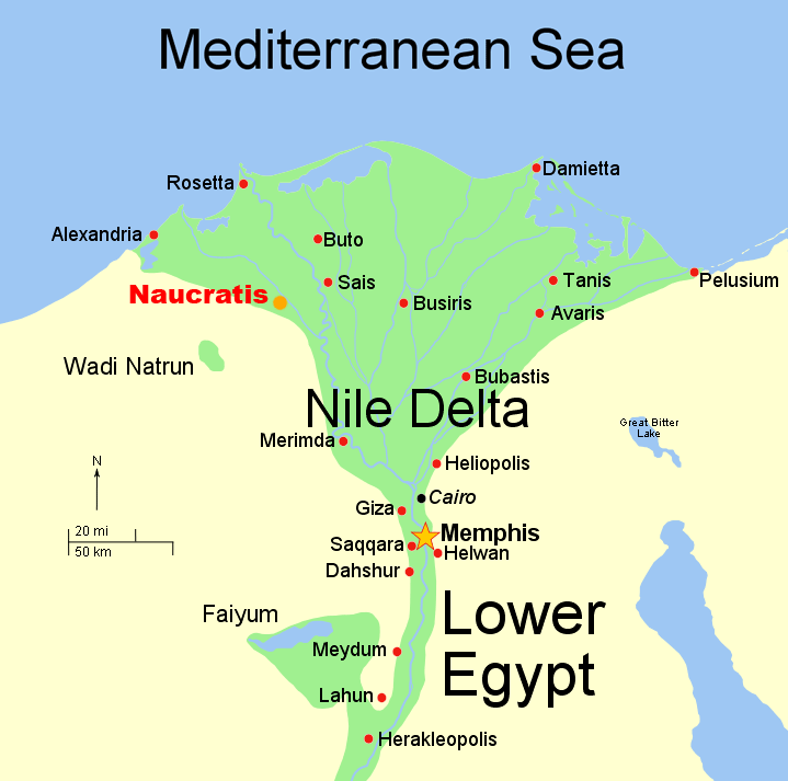 largewr scale map showing the location of Tanis in relation to Cairo