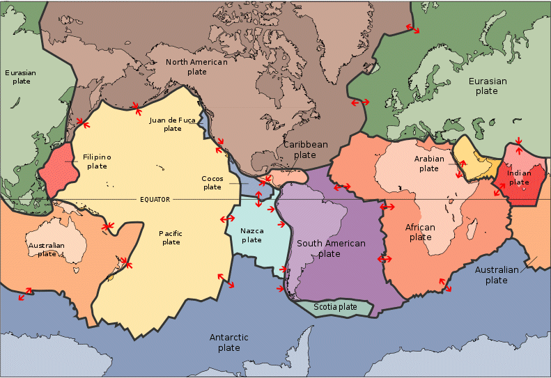 Image showing fifteen of the main tectonic plates boundaries