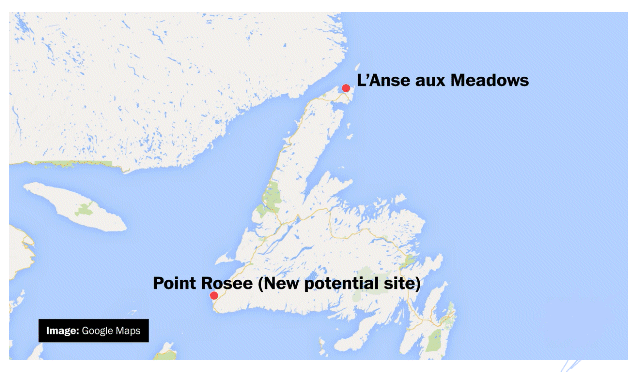 map of Newfoundland showing - North american - viking settlememt sites